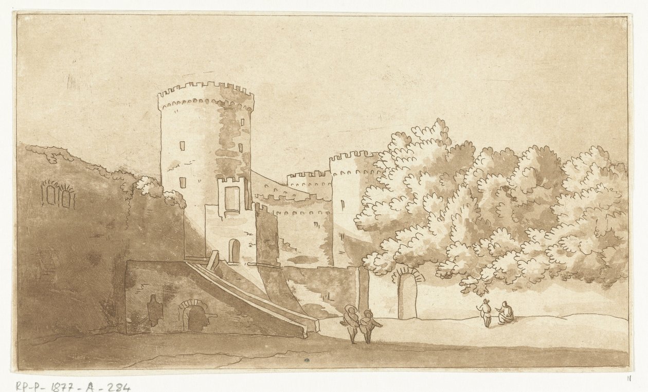 Muro di un castello con torri da Anthonie van den Bos