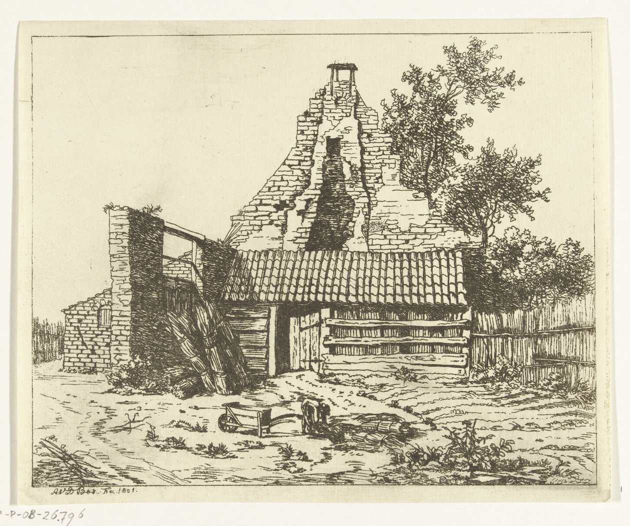 Tagliatore di canne davanti alle rovine della Casa Snaatburg a Maarssen da Anthonie van den Bos