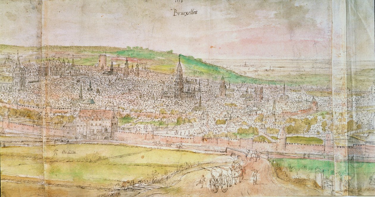 Veduta panoramica di Bruxelles, XVI secolo da Anthonis van den Wyngaerde
