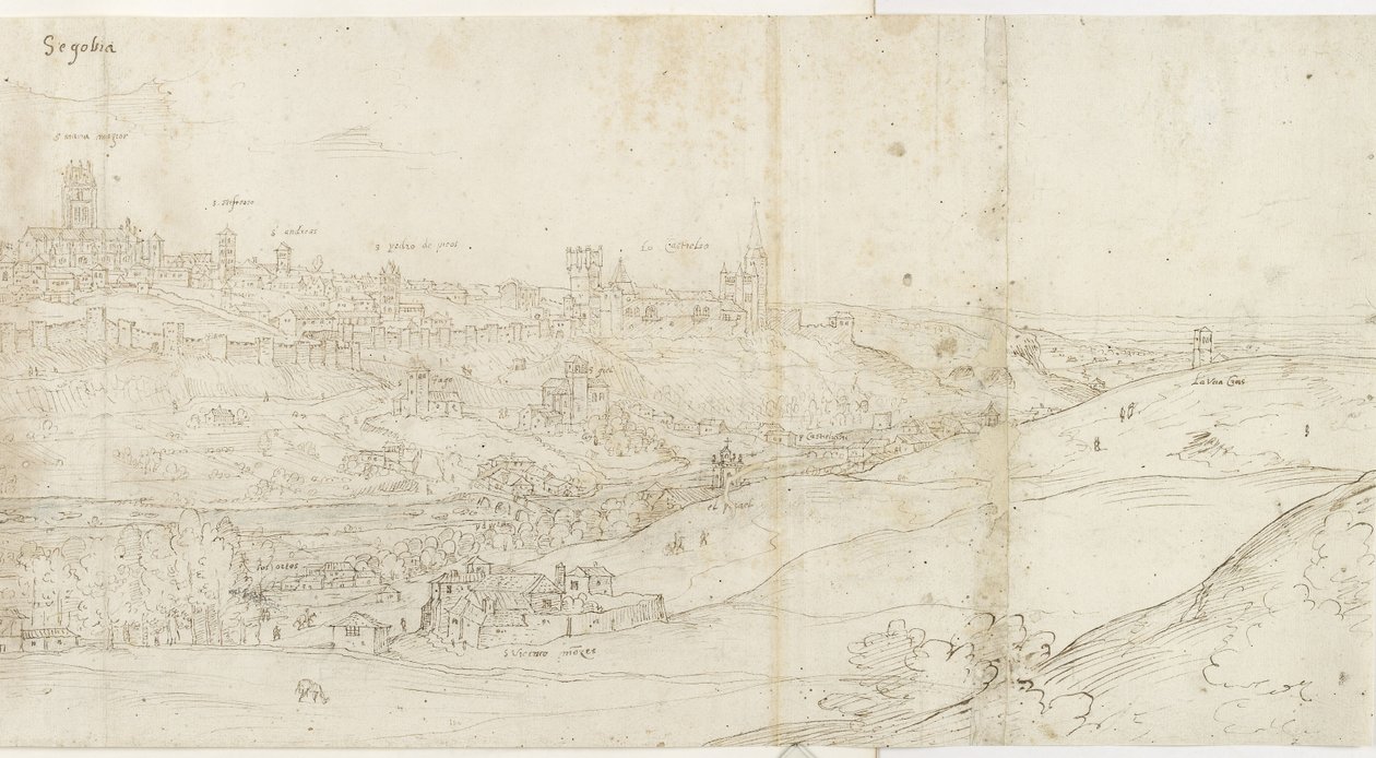 Veduta panoramica di Segovia da est da Anthonis van den Wyngaerde