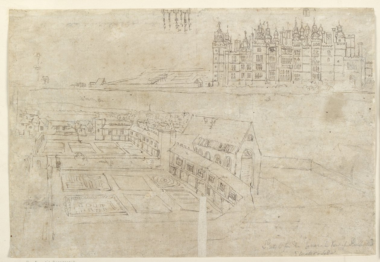 La riva del fiume del Palazzo di Richmond e i giardini privati da Anthonis van den Wyngaerde