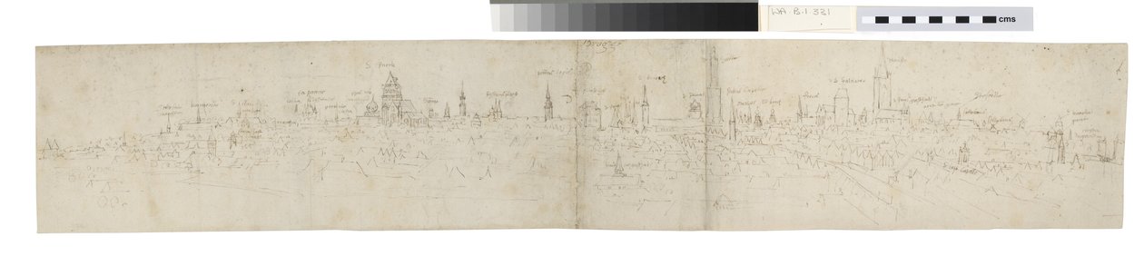 Studio per la parte sinistra di una veduta di Bruges da sud-ovest da Anthonis van den Wyngaerde