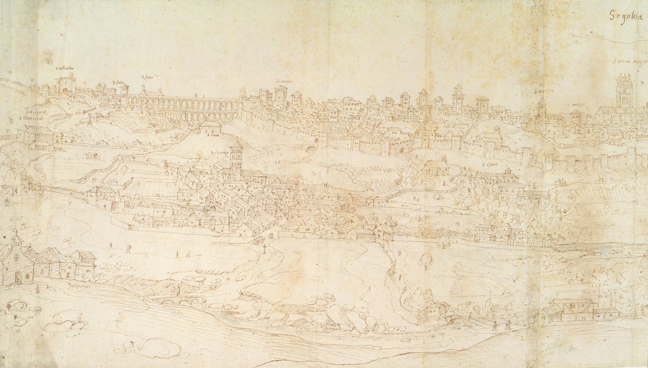 Veduta di Segovia, XVI secolo (penna e inchiostro su carta) da Anthonis van den Wyngaerde