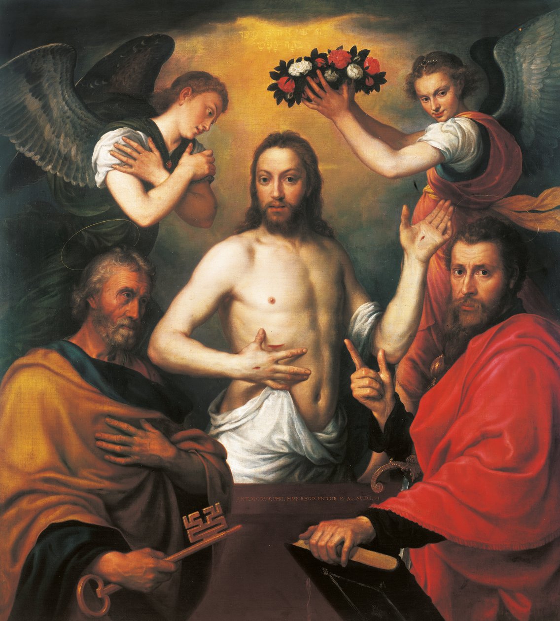 Il Cristo risorto con i santi Pietro e Paolo da Anthonis van Dashorst Mor