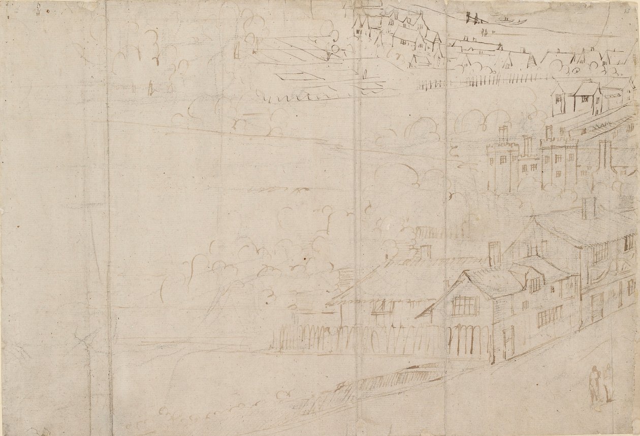 Panorama di Londra visto da Southwark: Bankside, 1554 da Anthonis van den Wyngaerde
