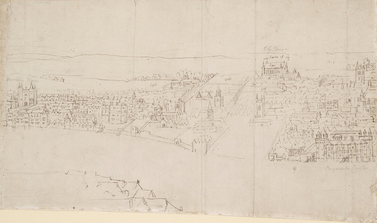 Panorama di Londra visto da Southwark: Durham House a Barnard
