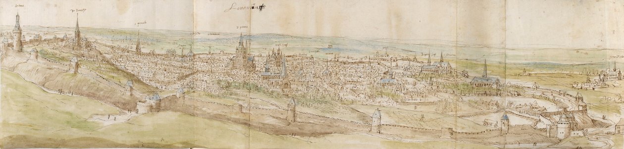 Veduta panoramica di Leuven da nord-ovest da Anthonis van den Wyngaerde