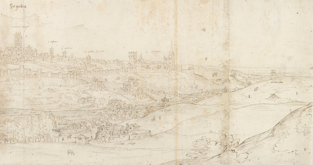 Veduta panoramica di Segovia da est da Anthonis van den Wyngaerde