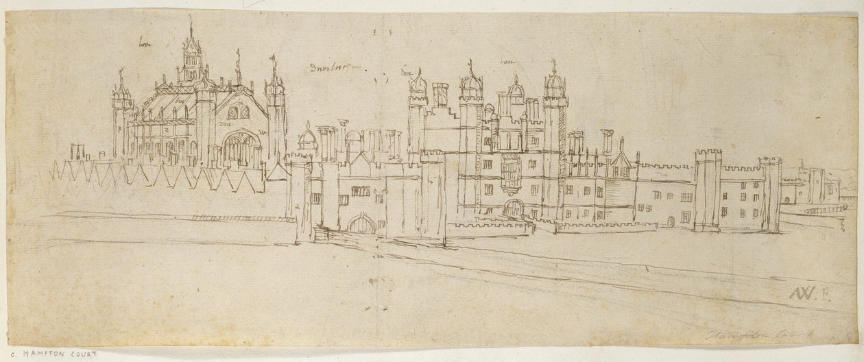 La Cappella e il Portone di Hampton Court, c.1544 da Anthonis van den Wyngaerde