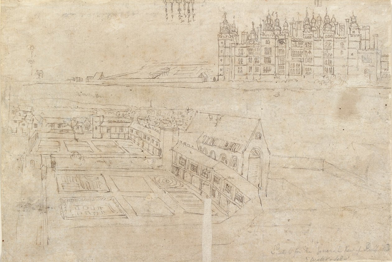 La Facciata del Fiume del Palazzo di Richmond e i Giardini Privati, c1550s da Anthonis van den Wyngaerde