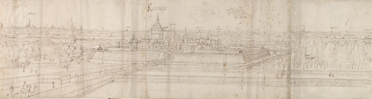 Veduta del Palazzo di Cantecroy vicino ad Anversa e della campagna circostante da Anthonis van den Wyngaerde