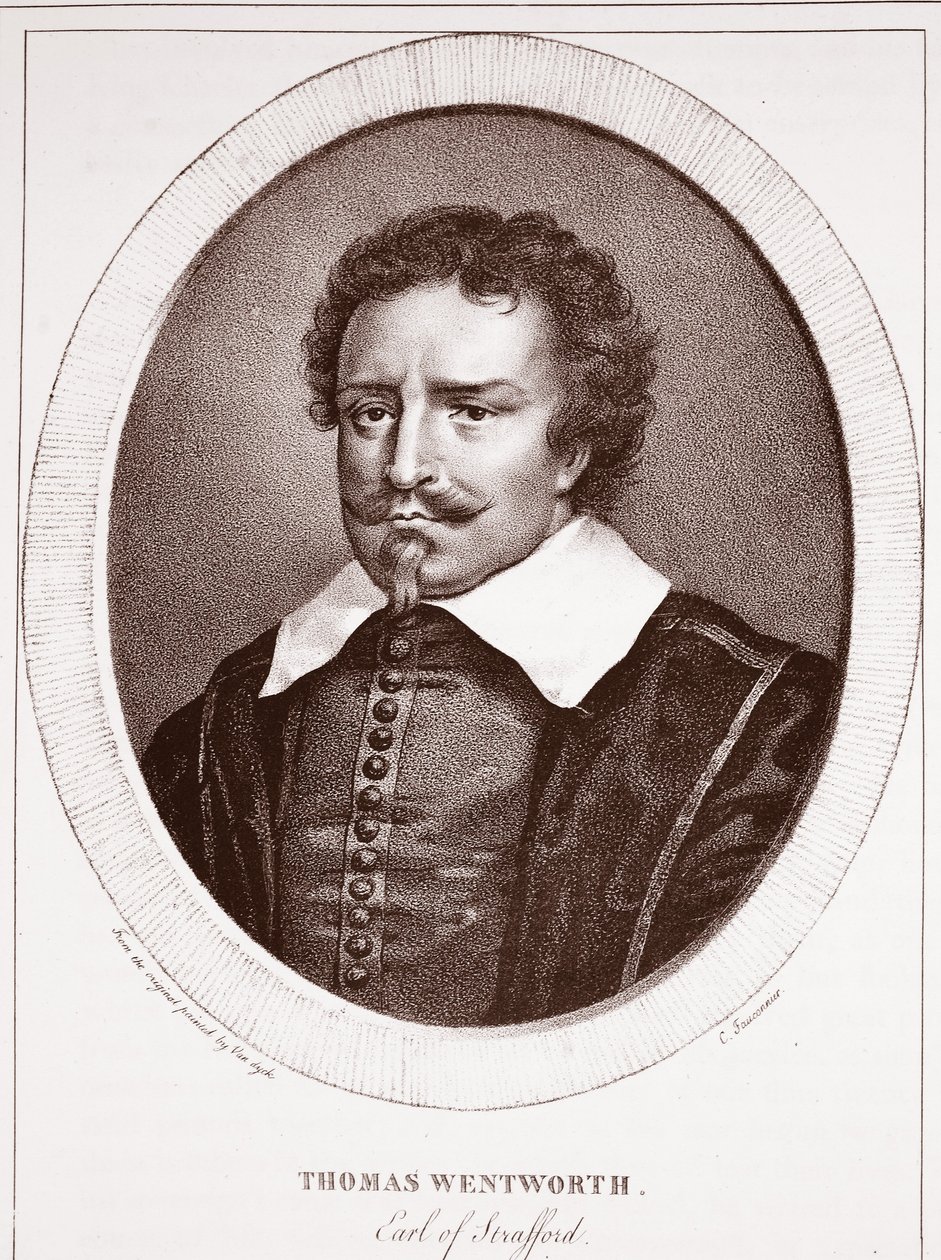 Thomas Wentworth, Conte di Strafford, attribuito a C. Fauconnier, inciso da de Langlume da Anthony van Dyck