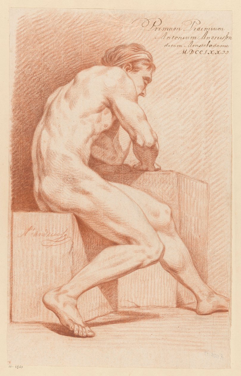 Nudo maschile seduto, visto di lato (1° premio 1772) da Anthony Andriessen