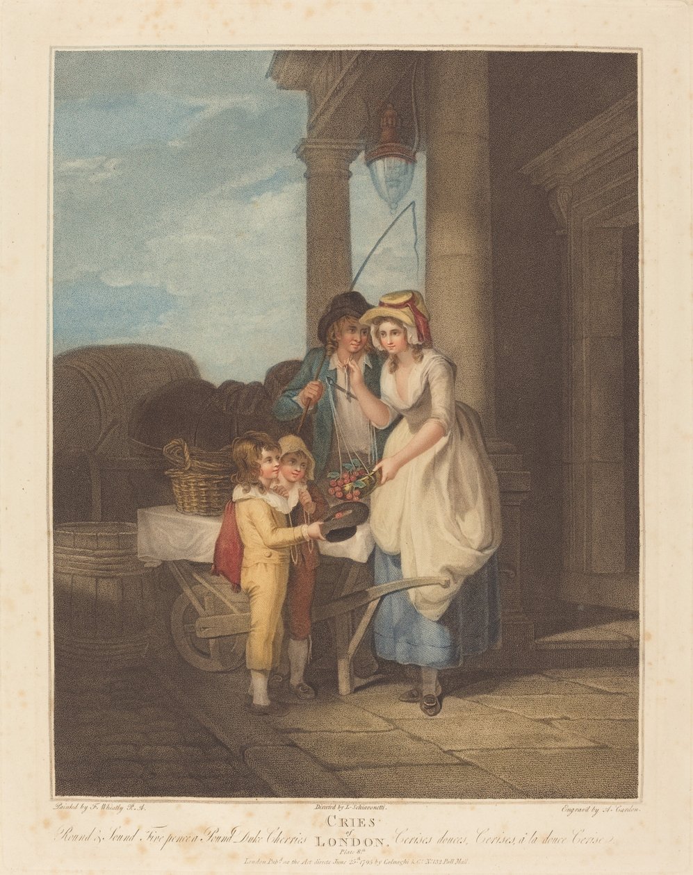 Rotondo e sano, cinque pence a libbra, ciliegie del duca da Anthony Cardon after Francis Wheatley