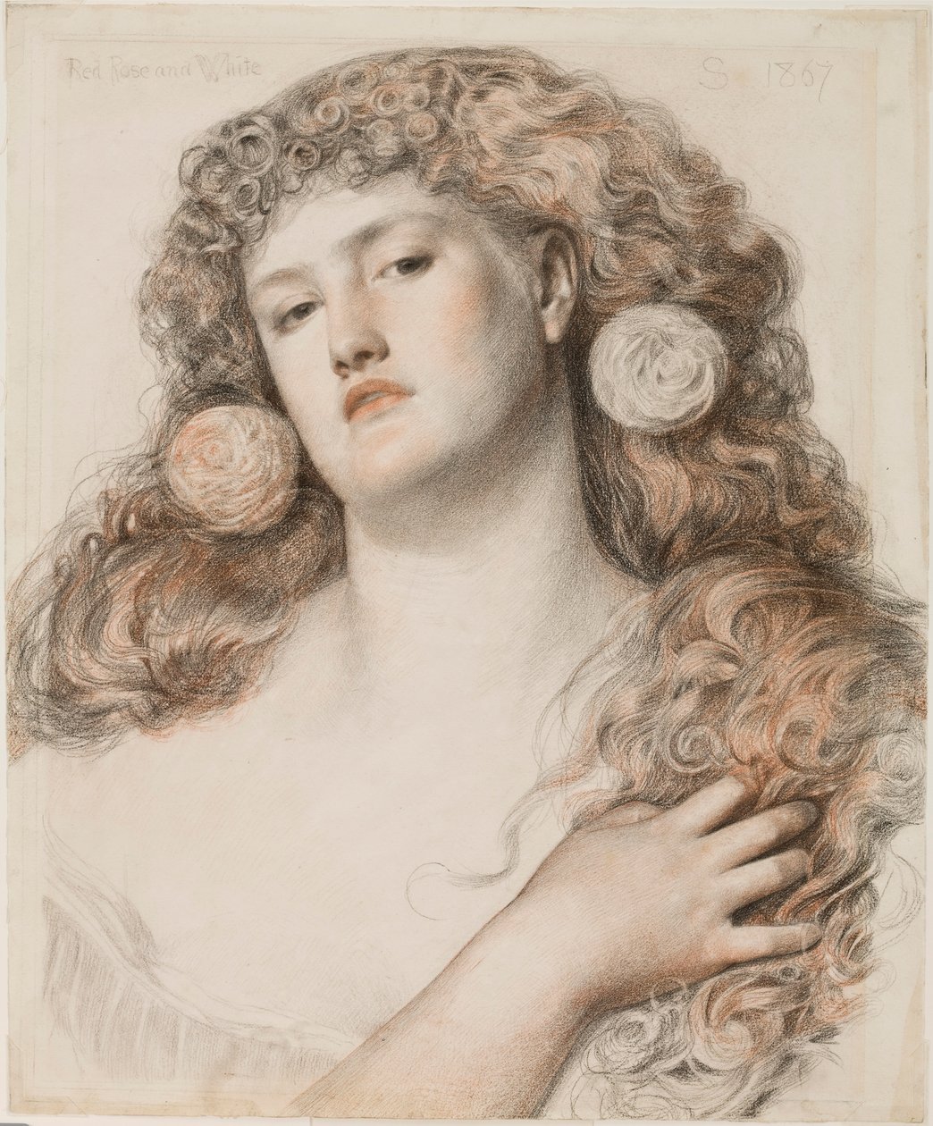 Rosa rossa e bianca, 1867 da Anthony Frederick Augustus Sandys