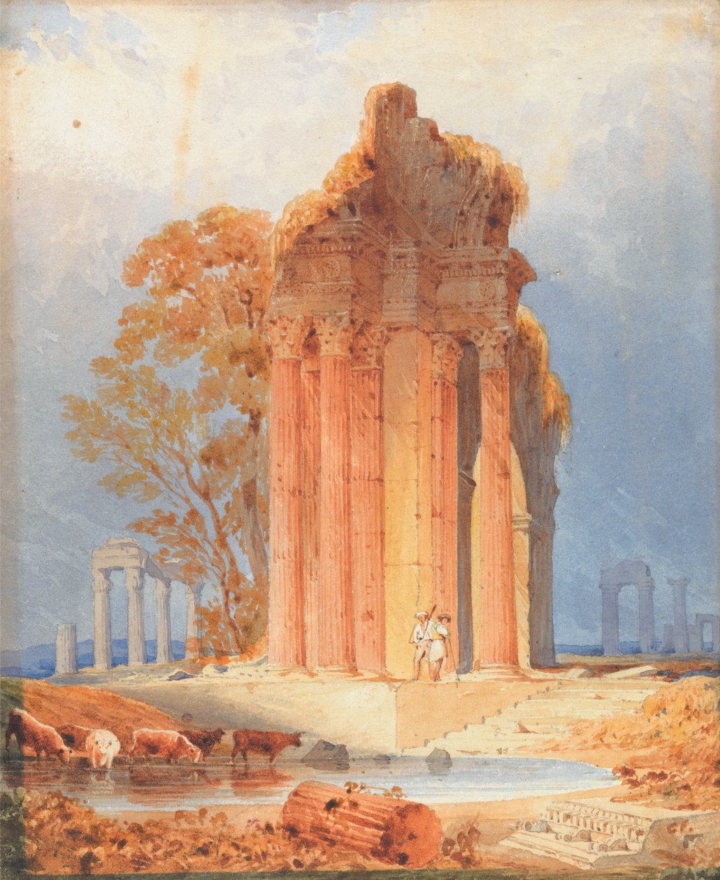 Bovini che si Abbeverano presso Colonne Corinzie da Anthony Vandyke Copley Fielding