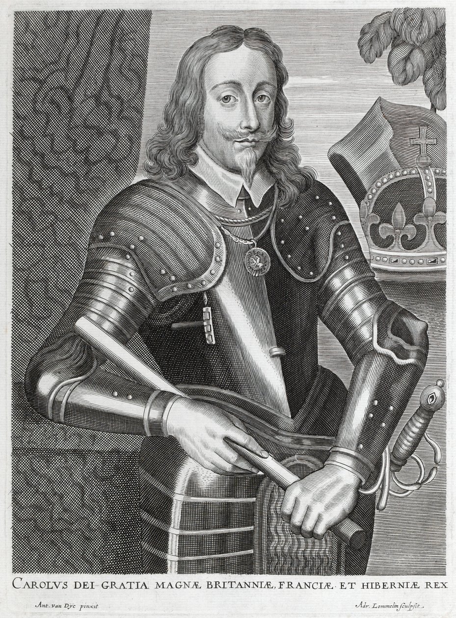 Carolus dei Gratia Magnae Britanniae, Franciae et Hiberniae (incisione a linee) da Anthony van (after) Dyck
