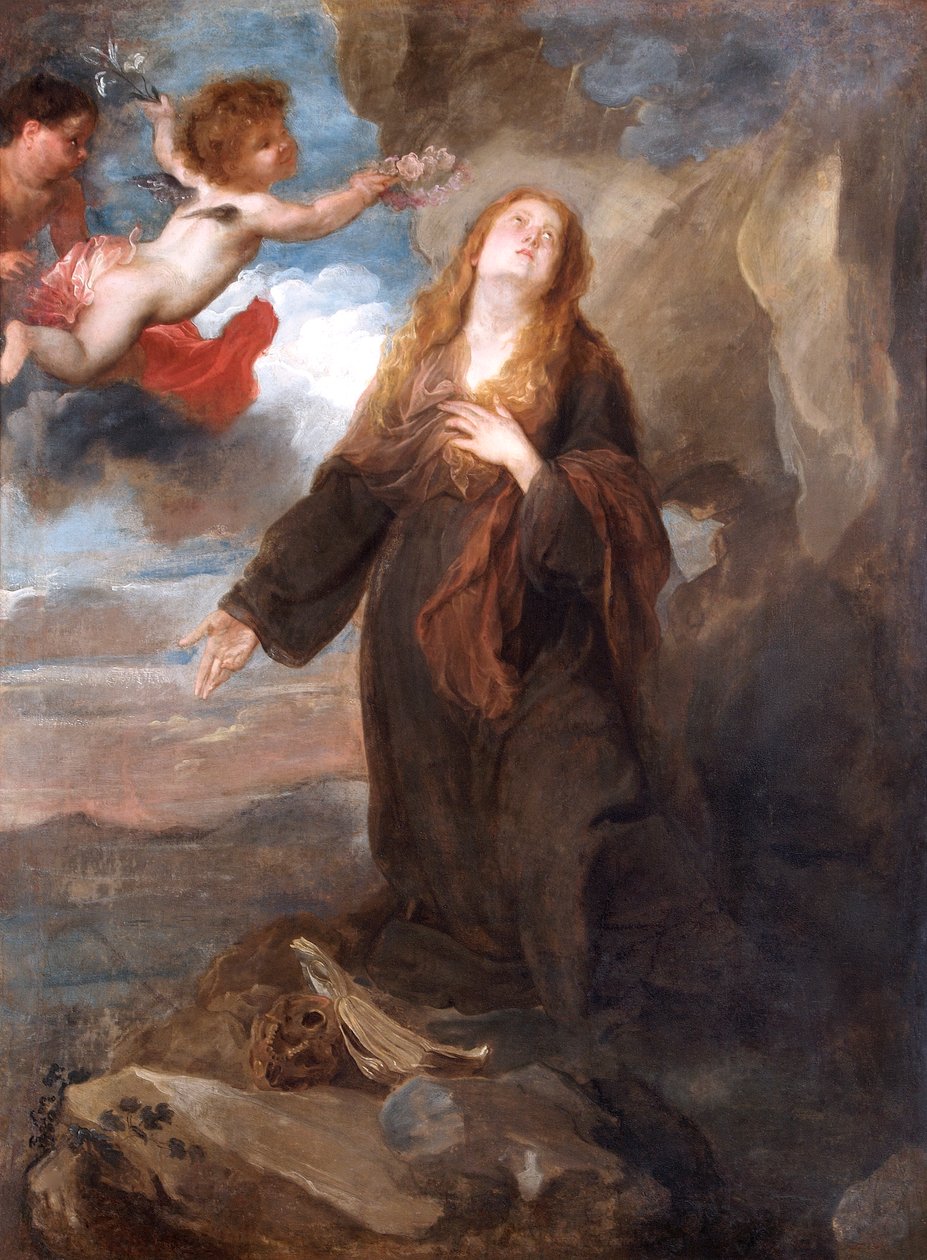 Santa Rosalia incoronata di rose da due angeli da Anthony van (after) Dyck
