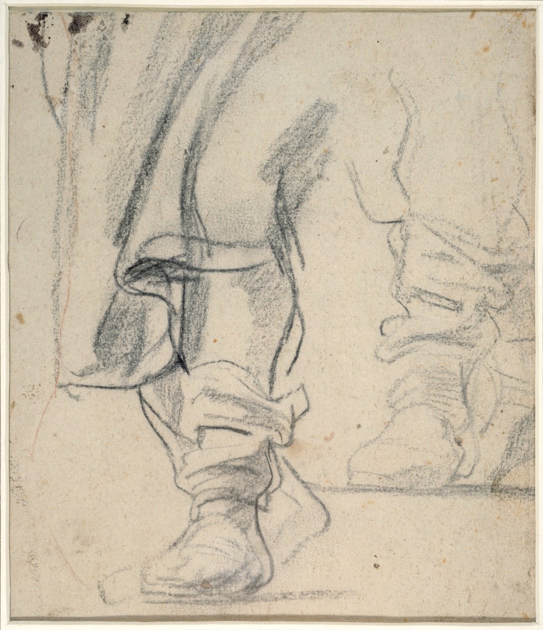 Gambe di un uomo con stivali e mantello discendente da Anthony van Dyck