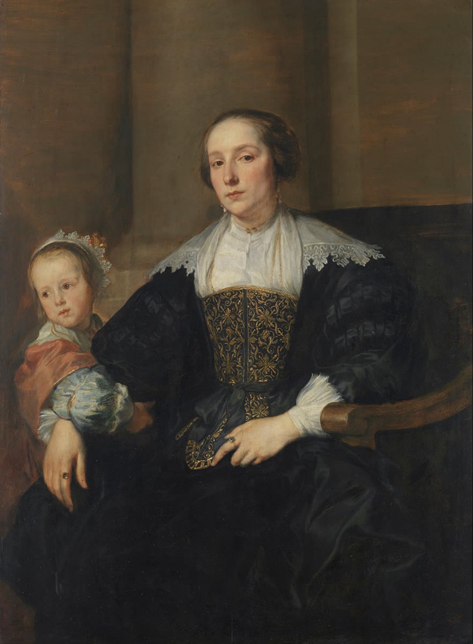 Tedesco: Bildnis der Anna van Thielen, Gattin des Malers Theodoor Rombouts, mit ihrer Tochter Anna Maria Ritratto di Anna van Thielen, moglie del pittore Theodor Rombouts con la figlia Anna Maria da Anthony van Dyck