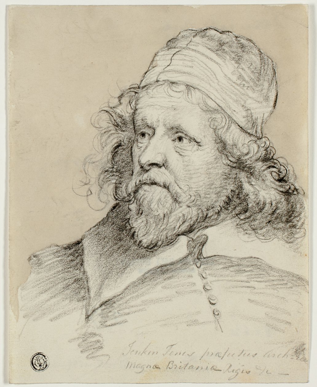 Inigo Jones (recto); Schizzo di testa femminile (verso) da Anthony van Dyck