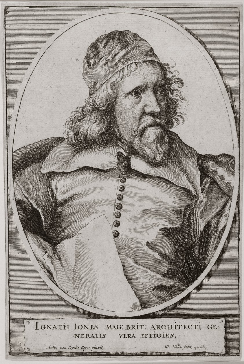 Ritratto di Inigo Jones (1573-1652) inciso da Wenceslaus Hollar (1607-77) 1655 da Anthony van Dyck