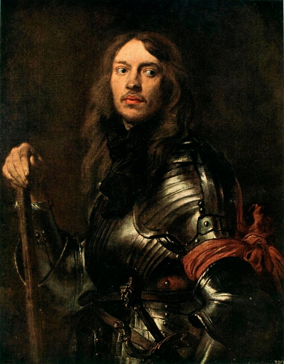 Ritratto di uomo in armatura con sciarpa rossa da Anthony van Dyck