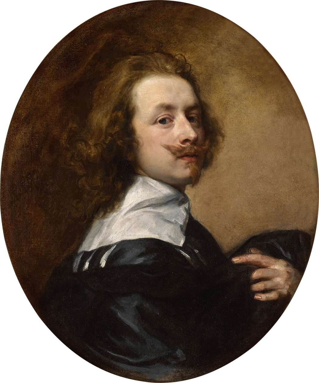 Autoritratto con baffi rovesciati e mano sinistra alzata da Anthony van Dyck