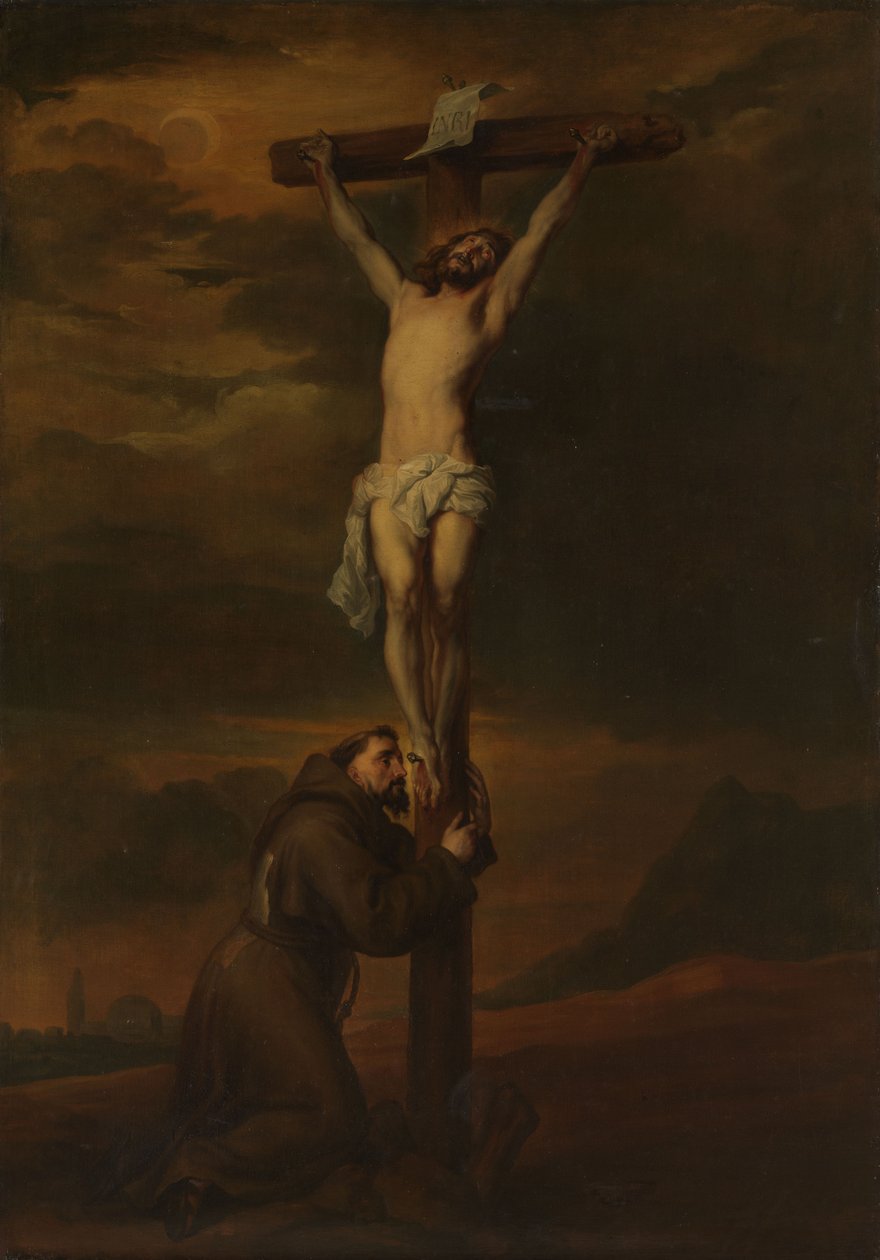 San Francesco che si lamenta ai piedi della croce da Anthony van Dyck