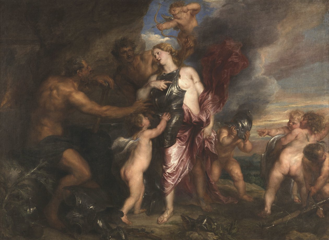 Teti riceve la nuova armatura per Achille nella fucina di Vulcano da Anthony van Dyck