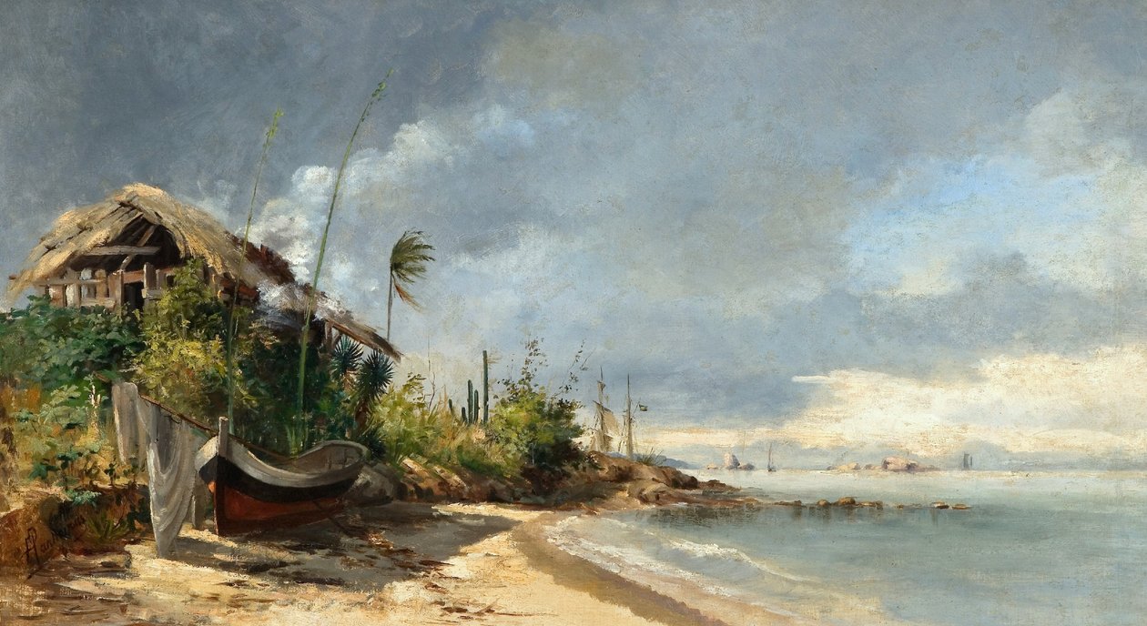 Una vista sulla spiaggia, São Domingos, Niterói, RJ da Antonio Parreiras