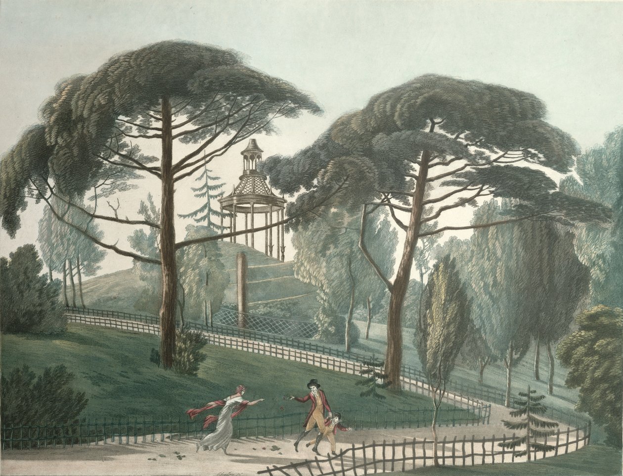 Il labirinto o belvedere del Jardin des Plantes a Parigi, inciso da Nicolas Marie Joseph Chapuy (1790-1858) da Antoine Pierre Mongin