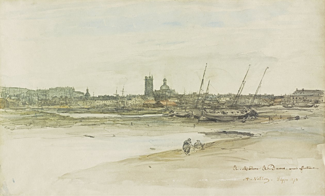 Veduta del porto di Dieppe da Antoine Vollon