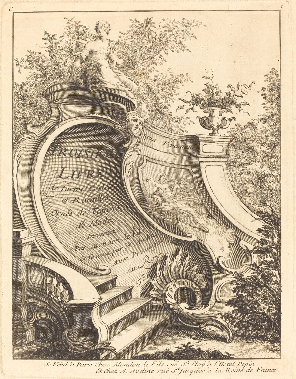 Troisieme livre de formes Cartels et Rocailles, pagina del titolo da Antoine Aveline