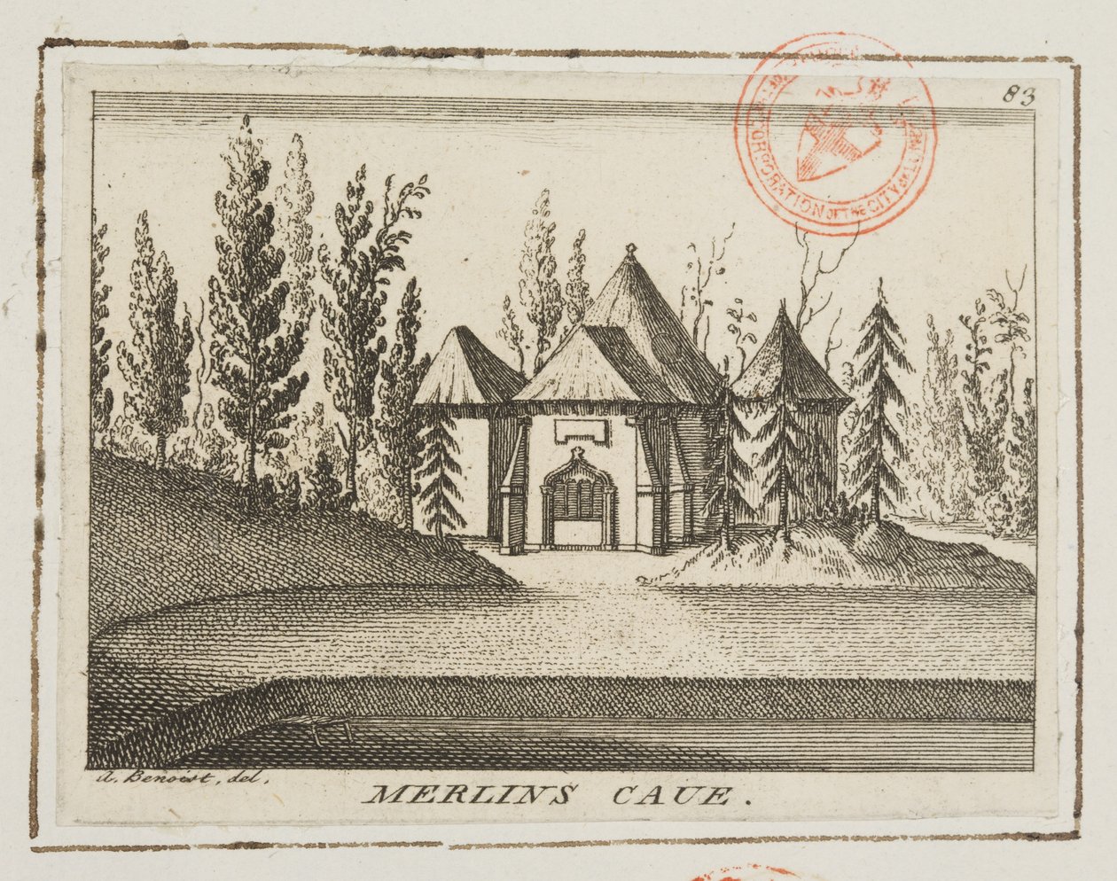 Veduta della Grotta di Merlino, Kew Gardens, illustrazione da 