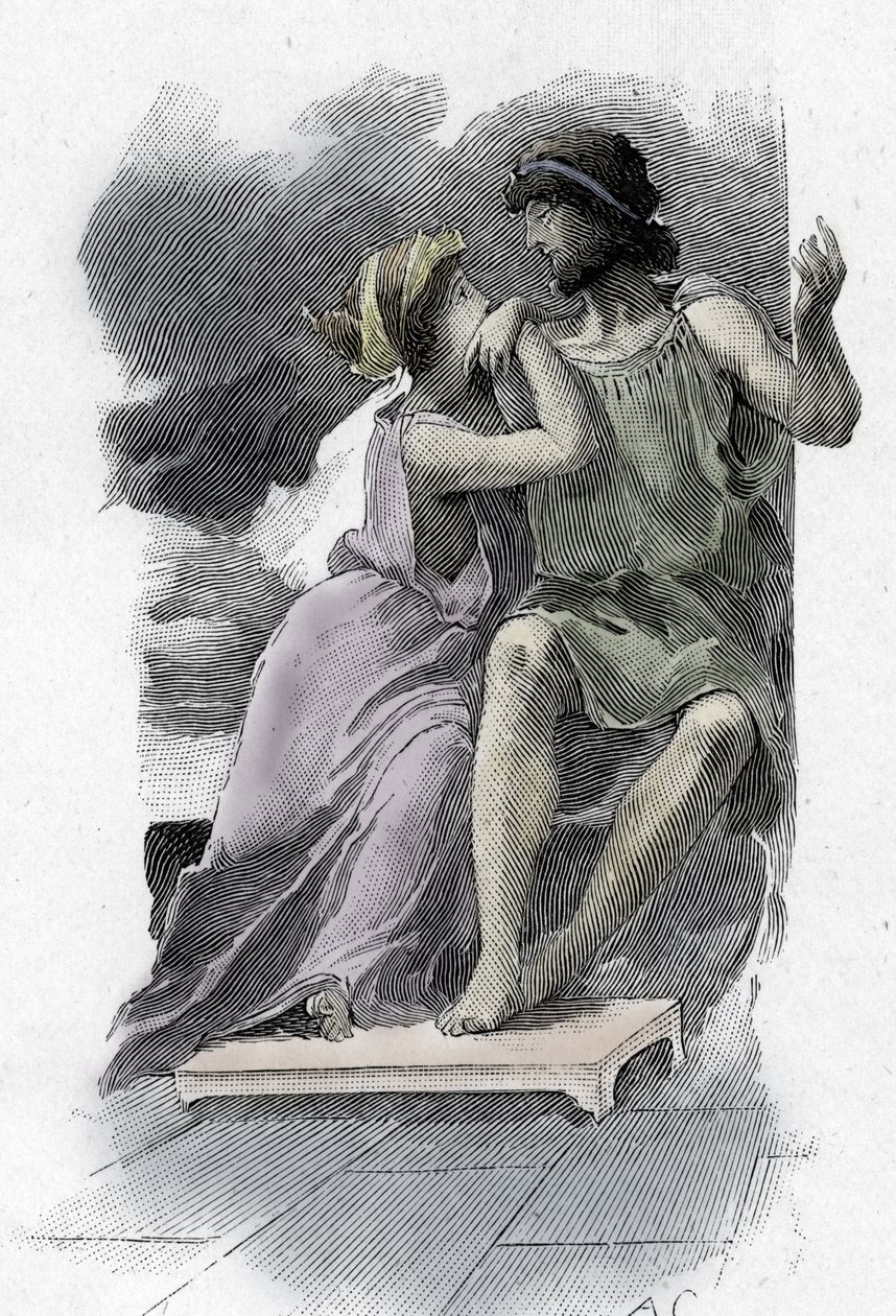 Odissea di Omero: Ulisse e Penelope. Illustrazione di Antoine Calbet per 
