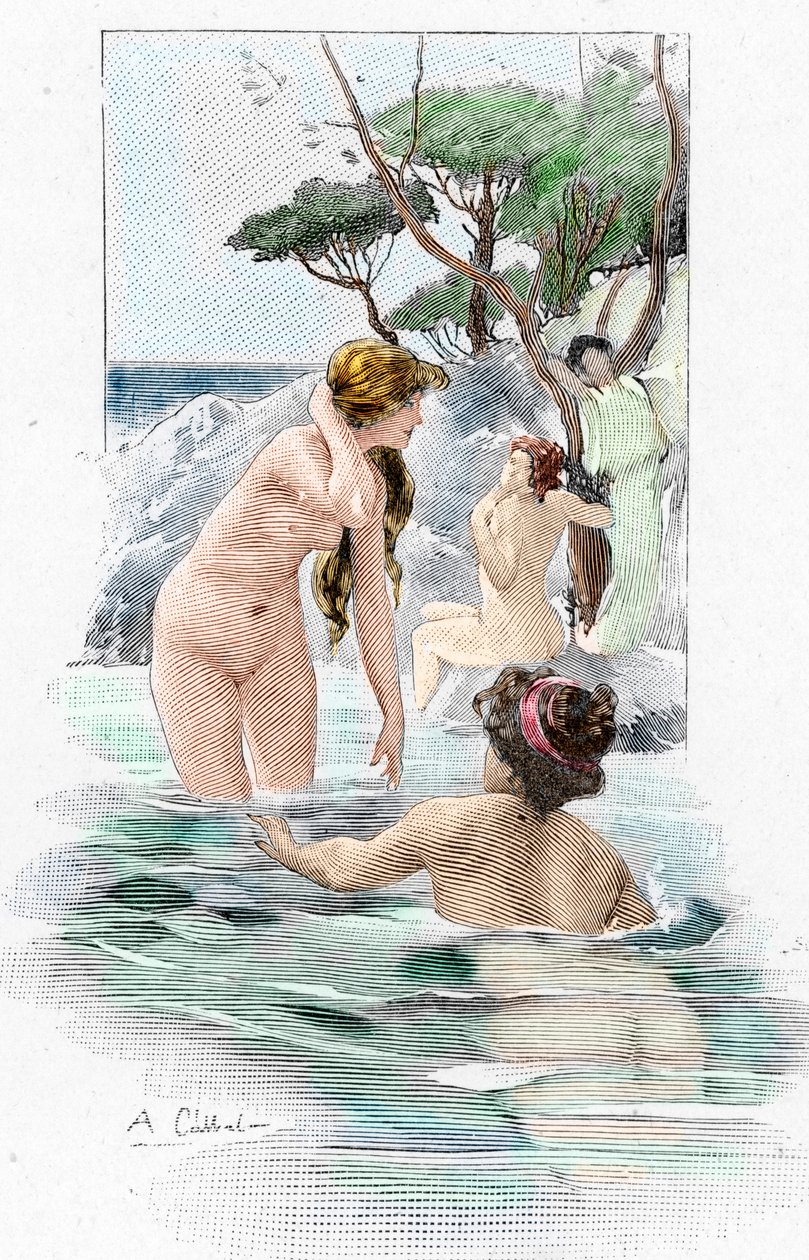 Odissea di Omero: "Nausicaa, figlia del re Alcinoo, e le sue ancelle che lavano i loro vestiti nel fiume" Illustrazione di Antoine Calbet per "L