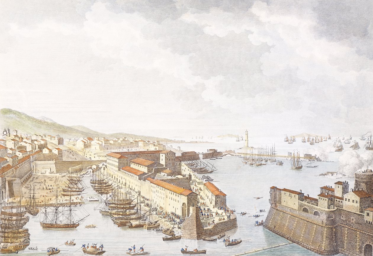 Ingresso dei francesi a Livorno, giugno 1796, incisione di Jean Duplessis-Bertaux (1750-1818), disegno di Carle Vernet (1758-1836), Guerre Rivoluzionarie Francesi, Italia da Antoine Charles Horace Vernet