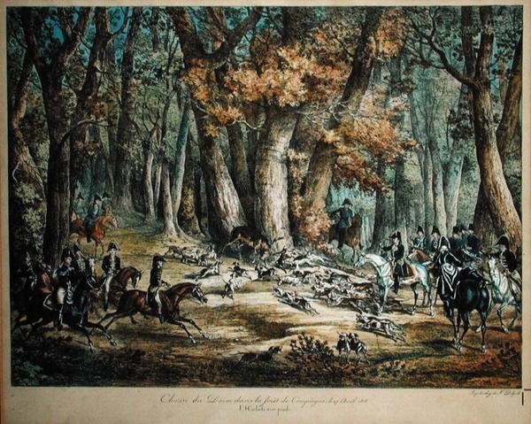 Caccia al cervo nella foresta di Compiegne, 27 aprile 1818 da Antoine Charles Horace Vernet