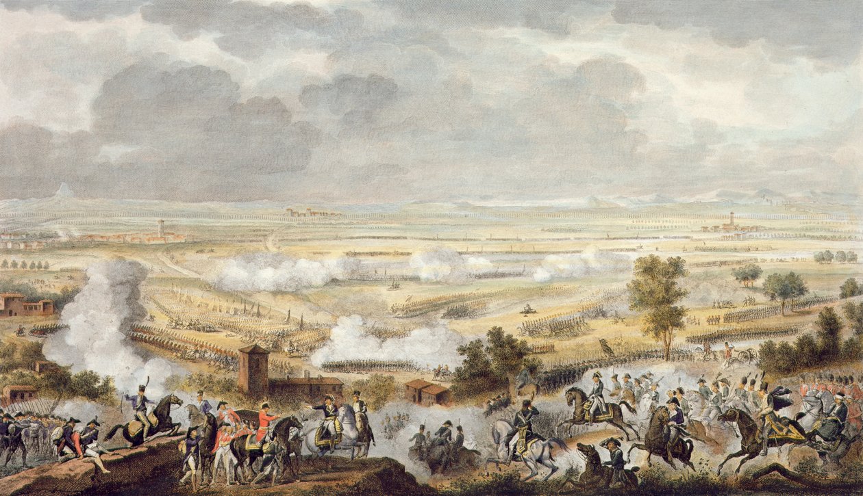 La battaglia di Marengo, 23 Prairial, Anno 8 (12 giugno 1800) incisa da Jean Duplessi-Bertaux (1747-1819) da Antoine Charles Horace Vernet