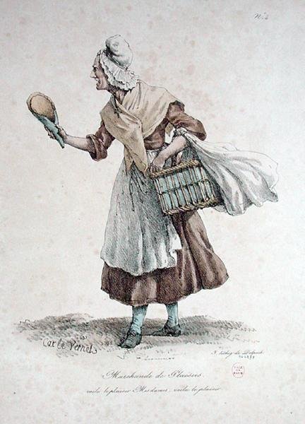 Il Venditore di Pasticcini, numero 4 dalla serie Le Grida di Parigi, inciso da François Séraphin Delpech da Antoine Charles Horace Vernet