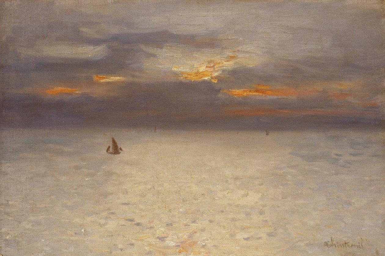 Mare aperto, atmosfera serale; Boulogne, 1869-72 circa (olio su tela) da Antoine Chintreuil