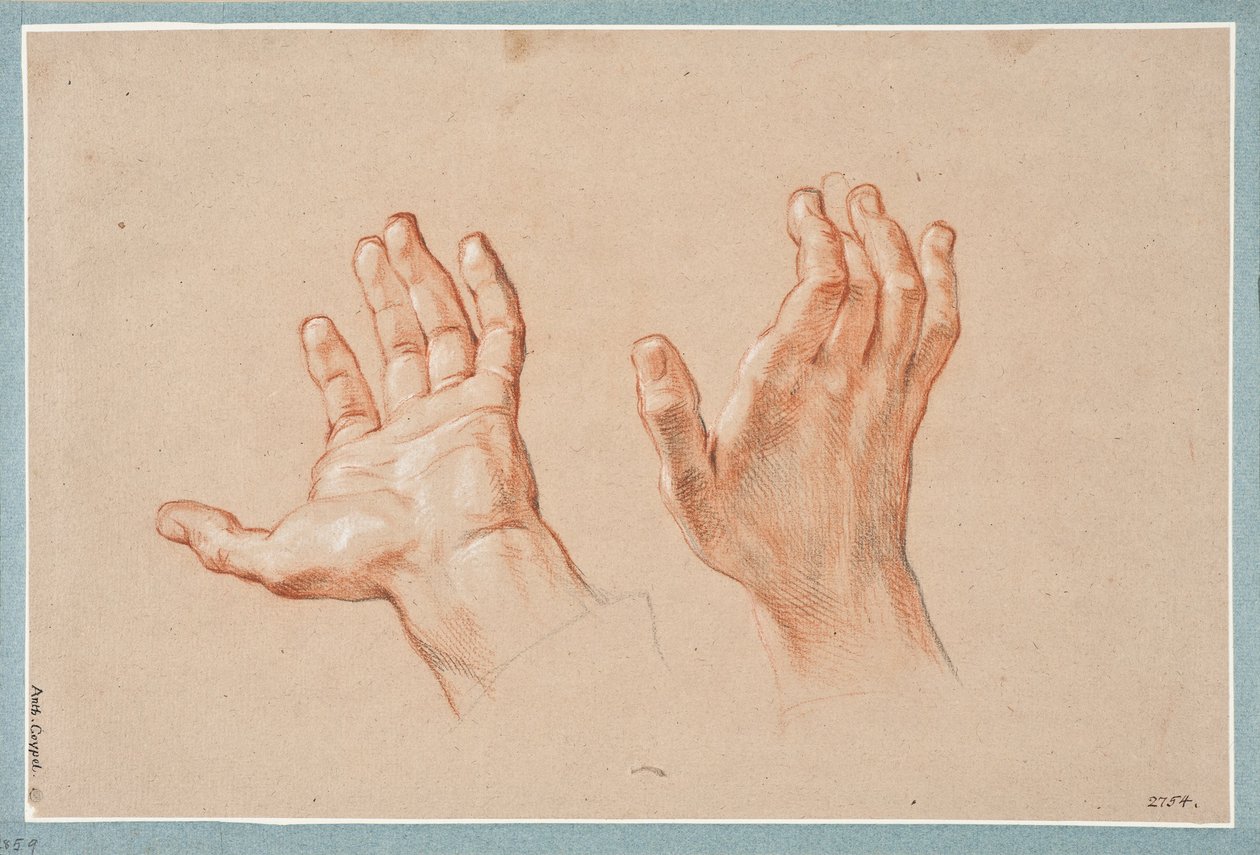 Studie von zwei Händen da Antoine Coypel