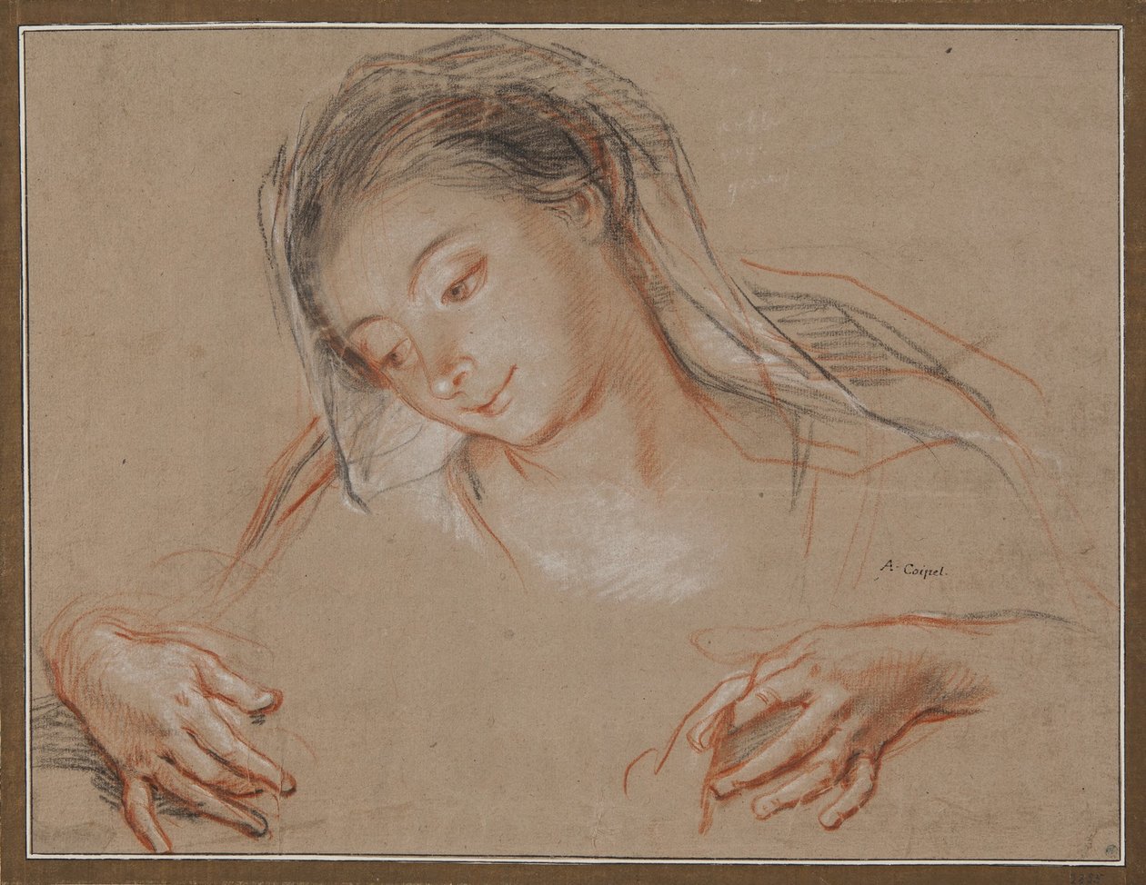 Studio per una Madonna. Testa e due mani da Antoine Coypel