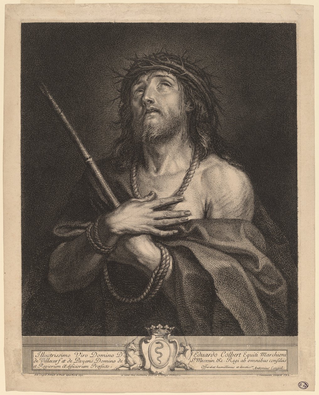 Cristo come uomo dei dolori da Antoine Coypel, finished in engraving by Charles Simonneau