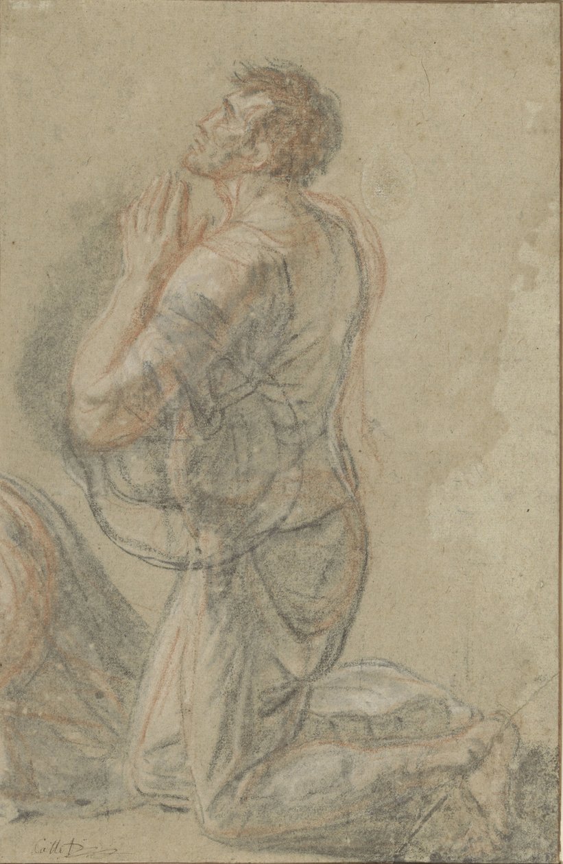 Uomo inginocchiato visto di lato da Antoine François Callet