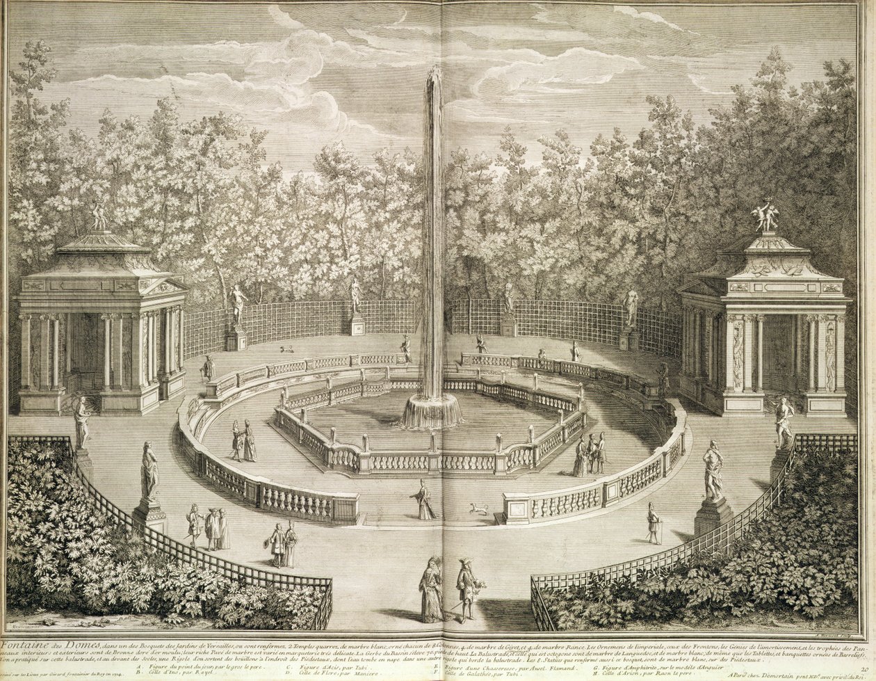 Fontaine des Domes, Versailles, c.1715 (incisione) da Antoine Herriset