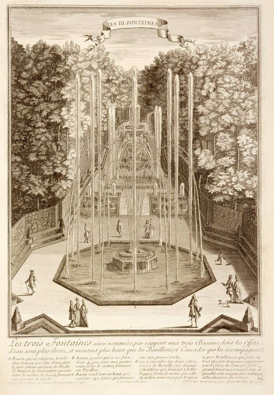 Le Tre Fontane, Versailles, 1714 da Antoine Herriset
