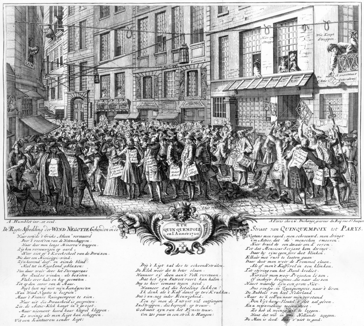 Investitori davanti alla sede della Banque Royale in Rue Quincampoix, Parigi, 1720 da Antoine Humblot