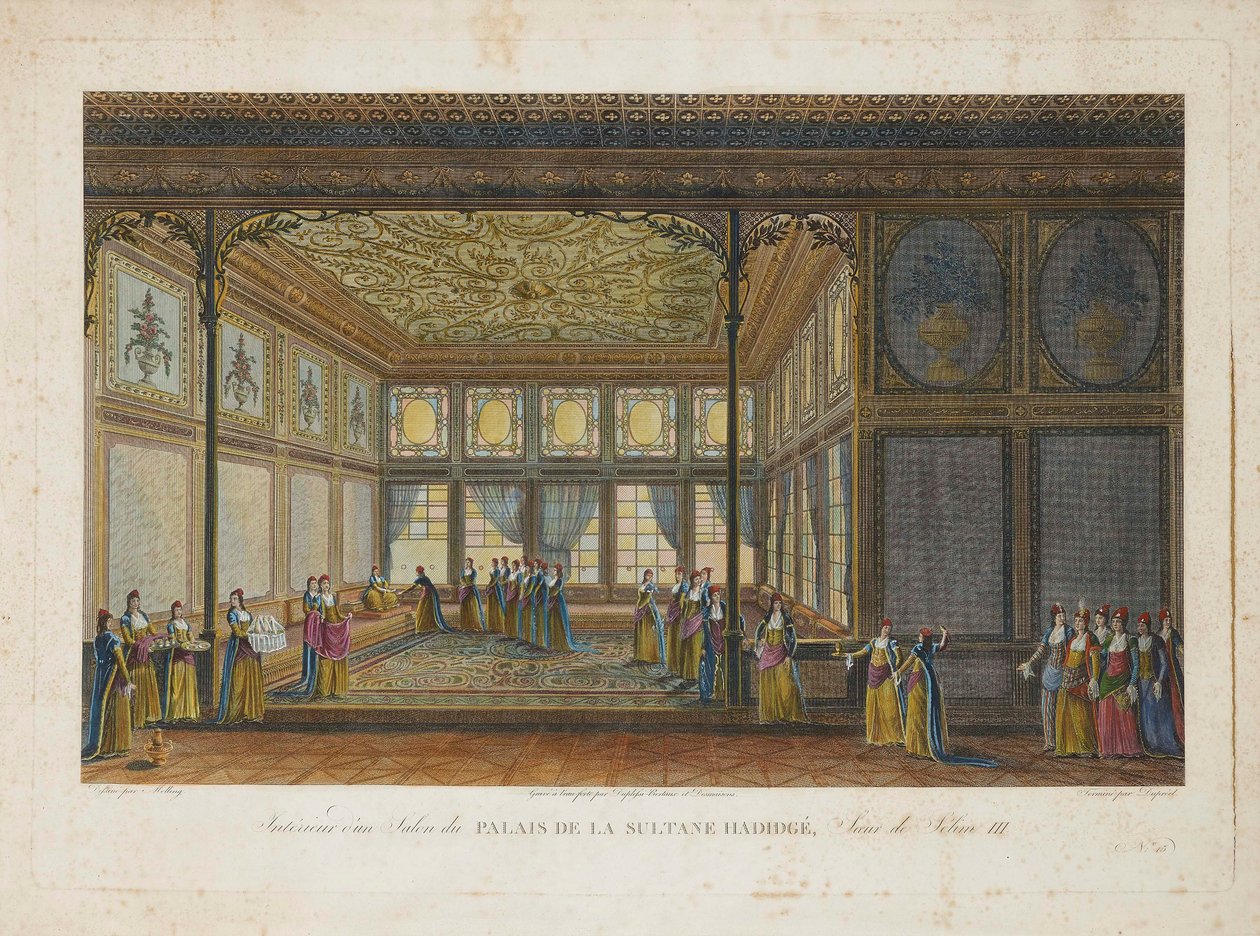 Interno nel palazzo della principessa Hatice Sultan, sorellastra del sultano Selim III, c. 1810 da Antoine Ignace Melling